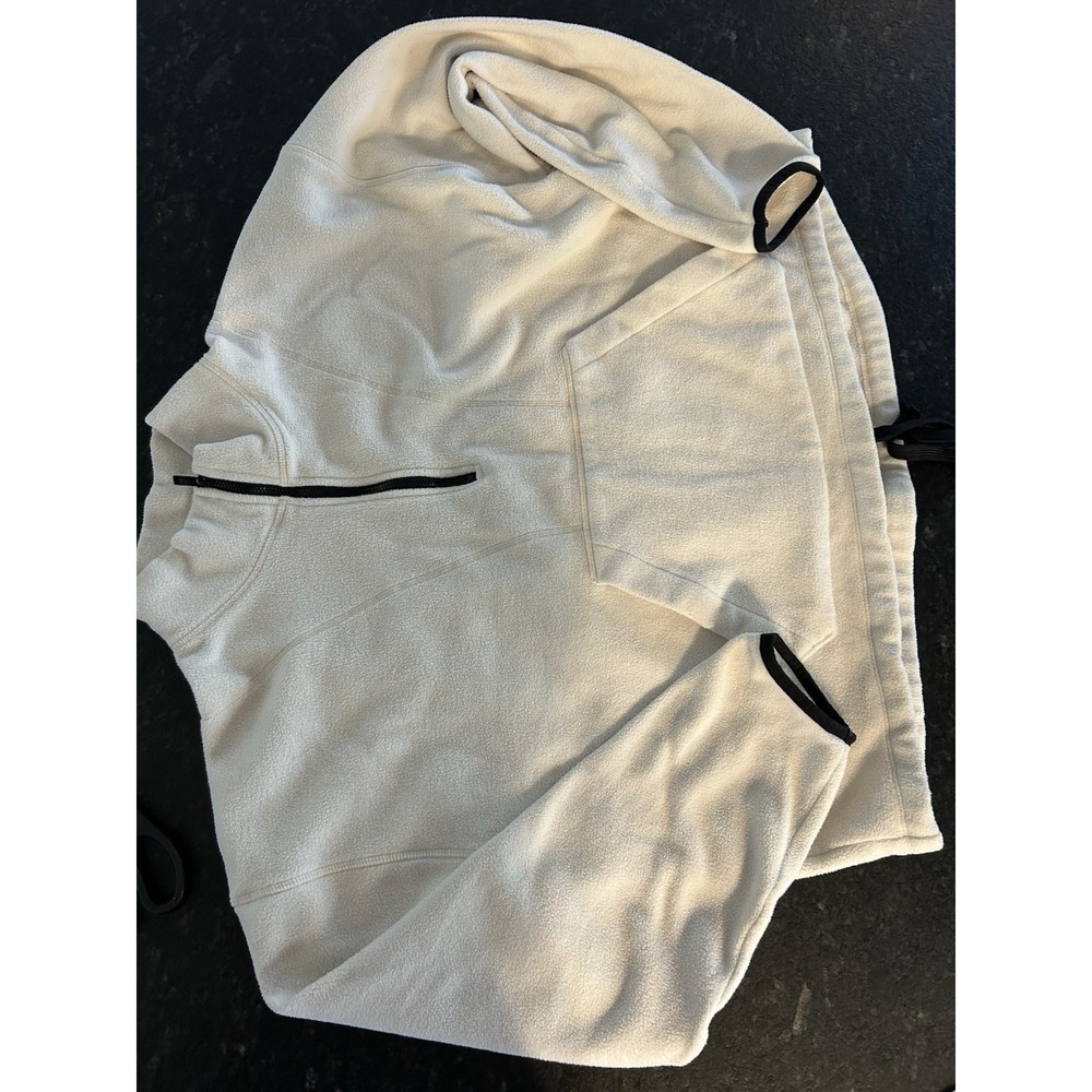 #16 Pink Off- White And Black Trimmed Cropped Pullover Polar Fleece, Size XL